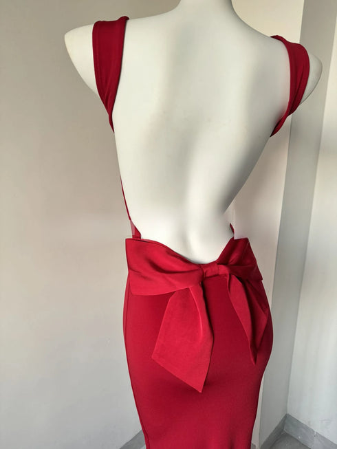 Sleeveless Evening Dress with Big Bow Backless for Gala and Wedding Guest